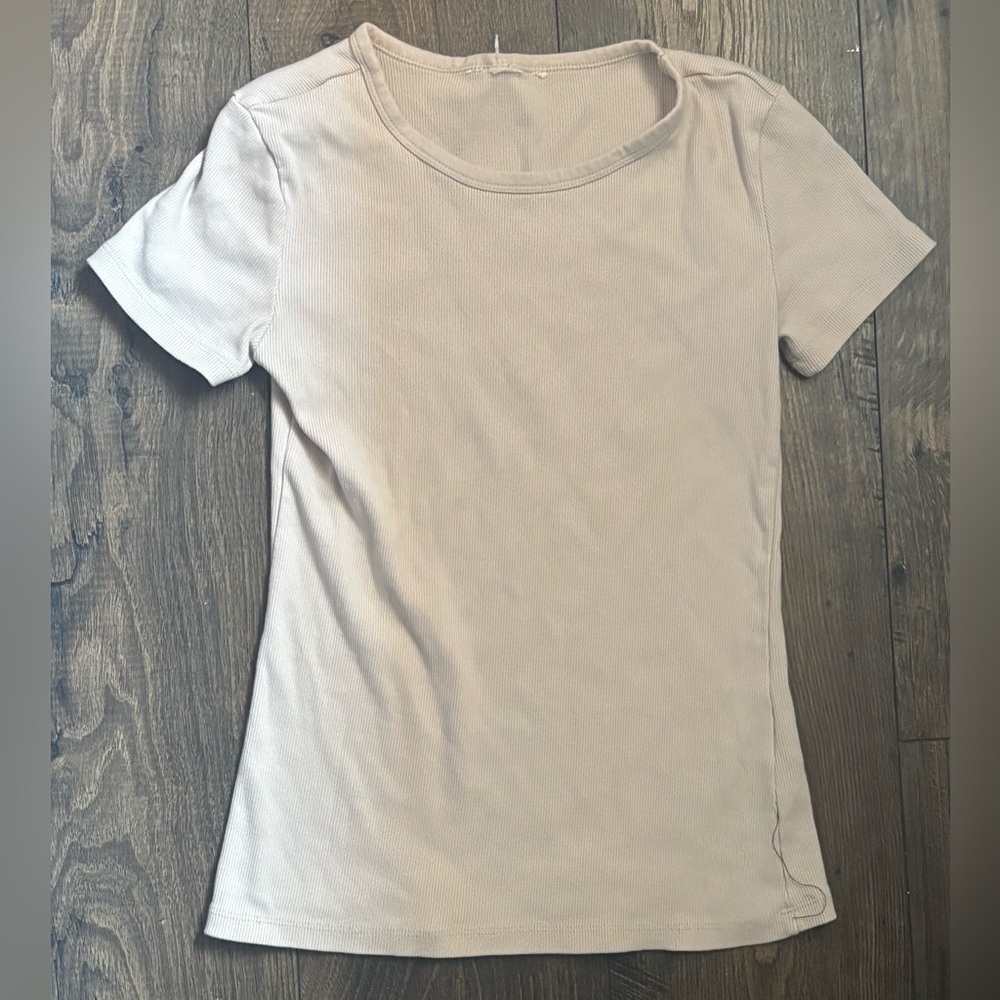 Fitted Ribbed Cream Women's Top